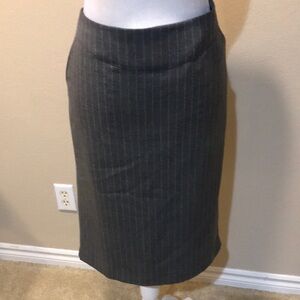 To the Max Gray Pinstripe Pencil Skirt w/Pleated Back Round Hem & Pockets-6